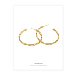 Beautiful Twist‎ 14k Gold Plated Sterling Silver Hoop Earrings, 4.2cm thumbnail 13