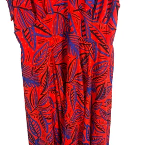 Alexis Target Red Blue Tropical Leaf Handkerchief Hem Tie Midi Dress Sz S thumbnail 4
