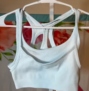 X359. Beyond Yoga - light blue sports bra thumbnail 1