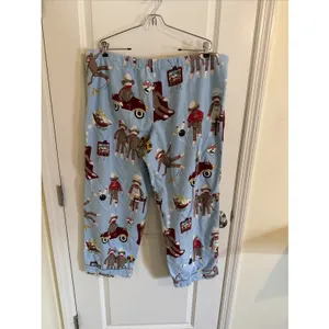 Nick & Nora Pajamas Pants Womens XL Cotton Sock Monkeys Bowling Car Beach thumbnail 3