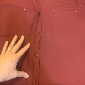 Apt. 9 Women's Blouse Large Burgundy Button Down LongSleeve thumbnail 5