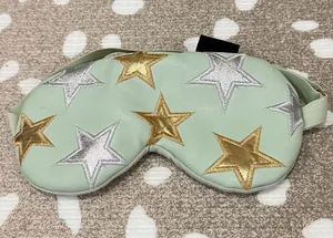 Free People x understated eye mask embroidered starry gold mint travel thumbnail 1