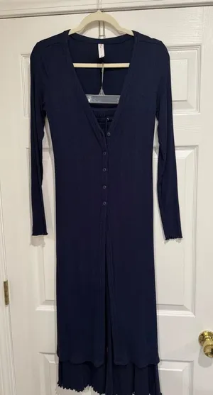 Anthropologie Navy‎ Ribbed Longline Cardigan and Lounge Pants Set thumbnail 1