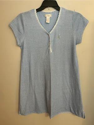 Aria Light Blue Gingham Nightshirt with White Lace Trim thumbnail 1