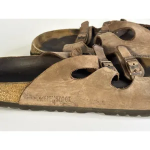 Birkenstock 3-Straps Florida Tan Brown Leather Ladies Sandals Size 40 Size 9/9.5 thumbnail 4