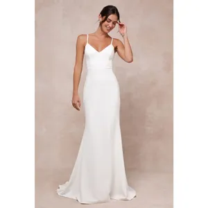 NWT Lulus Feeling of Forever White Sleeveless Mermaid Maxi Dress Wedding Bride M thumbnail 3