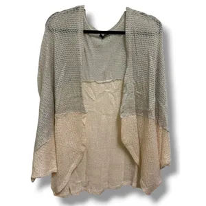 Ladakh Colorblock Knit‎ Cardigan Womens S Oversized Open Front Beige Peach thumbnail 2