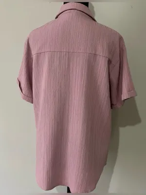 Casual Feminine Preppy Chic Minimalistic Collared Dusty Rose Button-Down Shirt thumbnail 4