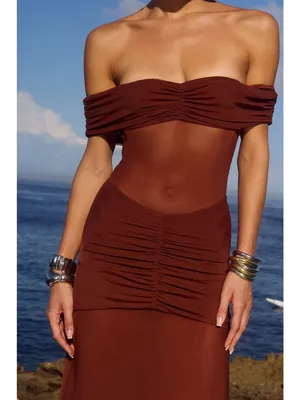 Runaway The Label Meila Maxi Dress in Espresso XSmall New Womens Jersey Mesh thumbnail 11