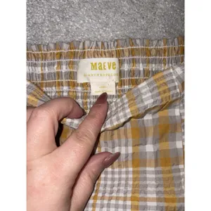 Anthropologie Maeve Plaid Square-Neck Blouse bohemian-style Xs Puff Sleeve thumbnail 5
