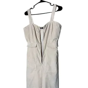 Nasty Gal Corduroy Cream Zip Up‎ Jumpsuit Size 6 thumbnail 6