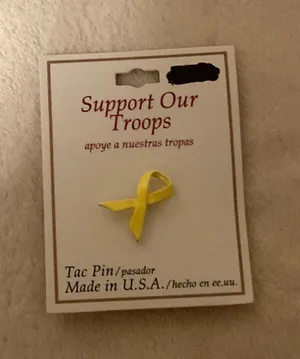 Support Our Troops Yellow Ribbon Brooch - Classic Tac Pin thumbnail 1