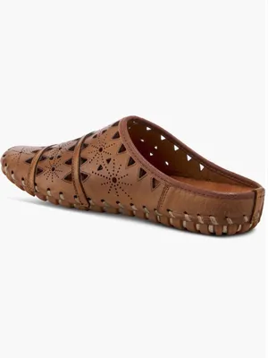Spring Step Fusalide Leather Mules Boho Laser Cut Brown Clogs Slide Sandals - 38 thumbnail 2