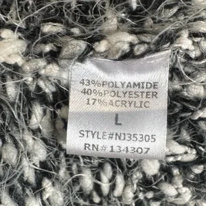 Lumiere black and white pocketed fuzzy eyelash knit cardigan sweater size large thumbnail 11