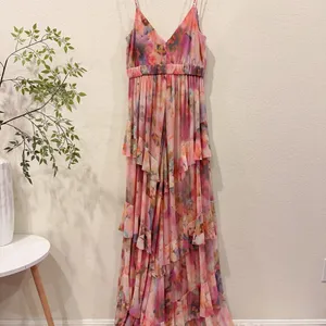 Liv Foster Printed Floral Mesh Gown Pink Multi Size 6 NWT Wedding Prom Party thumbnail 6