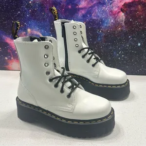 Dr Martens Jadon White Leather Platform Combat Boots‎ Sz 37 EU/ US Women 6 Men 5 thumbnail 1