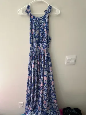 Abel the Label Bluebell Floral Halter Tie Back Full Skirt Maxi Dress XSmall thumbnail 7
