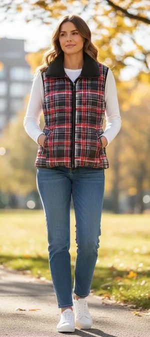 Tribal Women's Red, Black & Gray Vest thumbnail 1