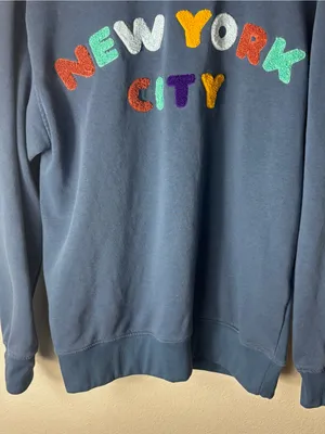 New York City Chenille Letter Crewneck Sweatshirt Blue XL thumbnail 4