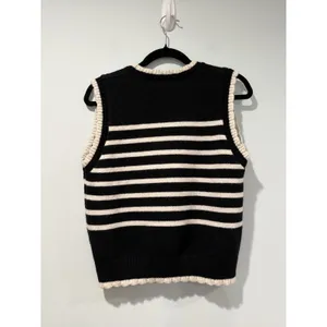 Striped Knit Sweater Vest Womens Medium* Preppy Academia Coastal Collegiate thumbnail 2