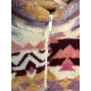 AERO Southwestern Aztec Sherpa 1/4 Zip Fleece Pullover XL‎ Kangaroo Boho Rustic thumbnail 3