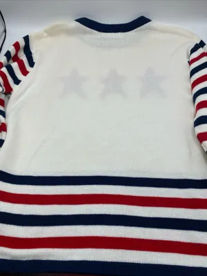 Mountain Lake Vintage American Flag Sweater Patriotic Women’s Medium Stars Stripes 100 Cotton thumbnail 5