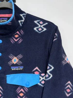 Patagonia Lightweight Synchilla Snap-T Women M Navy Geometric Fleece thumbnail 5