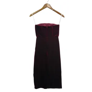 Lulus Masterfully Flirty Berry Red Velvet Bustier Midi Dress size XS NWT thumbnail 2