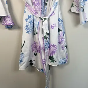 Kate‎ Spade White Floral Robe Women’s Size M Medium Bridal Wedding Casual Short thumbnail 3