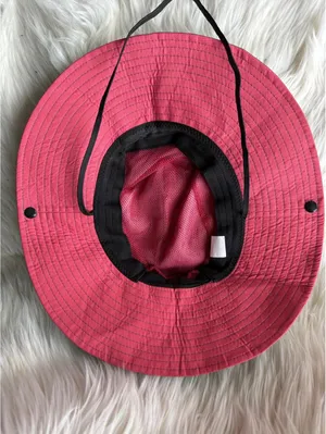 Sun Shade Wide Brim Outdoor Hat - Red and Gray thumbnail 7