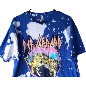 Def Leppard Vintage Style High N Dry Tie Dye Tiger Graphic Unisex T Shirt M Blue thumbnail 3