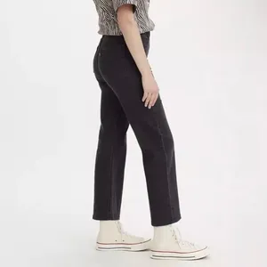 Levi's Black Vintage Wash Ribcage Straight Highest High Rise Ankle Denim Jeans thumbnail 2