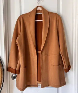 Zara‎ Brown Open Front Cardigan Large Long Sleeves Collared thumbnail 1
