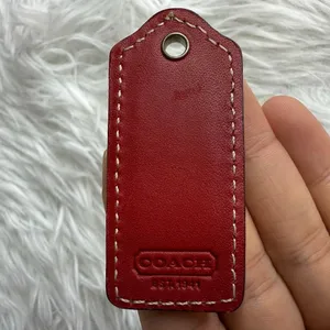 Vintage COACH y2k Brown Red Fob Bag Charm Hang tag Hangtag thumbnail 2