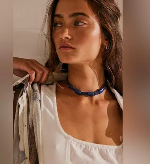 NWT Free People Sweet Carolina Choker In Green thumbnail 4