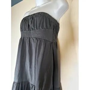 Urban Outfitters Strapless Maxi Dress Gray Tiered Smocked Cotton Fall Small thumbnail 3