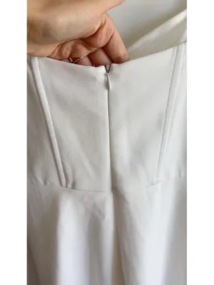 Zara White Ruched Corset Mini Dress Sweetheart Neck Bodycon Size S USA 4 thumbnail 7