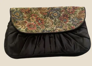 Vintage Tapestry Clutch Bag Jacquard Whimsical Retro VTG Evening Floral thumbnail 1
