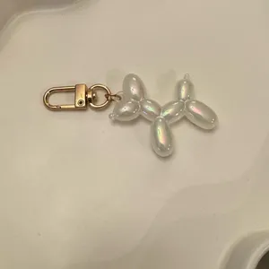 White Iridescent Balloon Dog Keychain Charm thumbnail 3