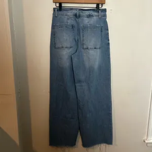 OAT NEW YORK- High Rise Wide Leg Jeans Blue Denim Powder Light Wash Raw Fray Hem thumbnail 6