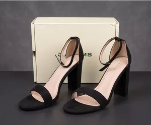 J. Adams Black Ankle Strap Block Heel Sandals Vegan Leather Size 11 New in Box thumbnail 1