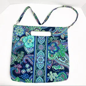 VERA BRADLEY Blue Rhapsody Removable Strap Clutch Tote Bag Casual Boho Artsy thumbnail 1