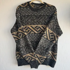 Peter England Sweater Mens Medium M Geometric Aztec Grandpa 90s Wool Blend VTG thumbnail 1