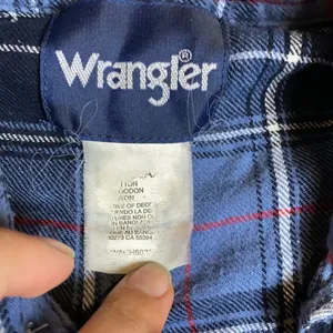 Vtg Blue Flannel Wrangler Pearl Snap Crop Cut Off Western Cowgirl thumbnail 2