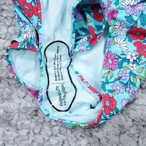 Nanette Lepore Swim Plunging Floral One Piece Swimsuit Light Blue Size 12 thumbnail 4