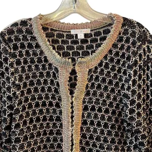 Roz & Ali‎ Women's M Open Front Cardigan with Metallic Threading thumbnail 2