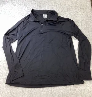 Lands End‎ Womens L 14-16 Black Quarter Zip Pullover Long Sleeve Athletic Top thumbnail 1