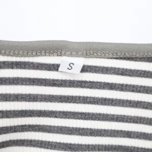 Unbranded Top Womens S Striped Scoop Neck Gray White Ribbed Cropped Excellent thumbnail 2