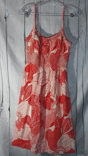 Viola Floral 100% Cotton Smocked Vacation Resortwear Spaghetti Strap Sundress thumbnail 1