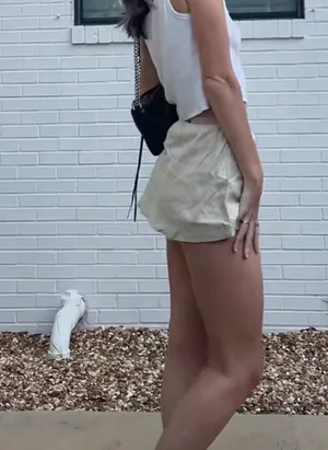 My Little Micro Free People Mini Cotton Linen Skort croissant thumbnail 2